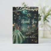 Bezauberndes Forest Emerald Green Dress Bat Mitzva Dankeskarte (Stehend Vorderseite)