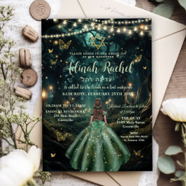 Bezauberndes Forest Emerald Green Dress Bat Mitzva Einladung