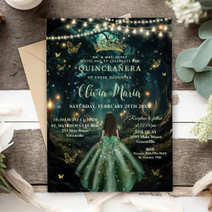 Bezauberndes Forest Emerald Green Dress Quinceañer Einladung