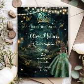 Bezauberndes Forest Emerald Green Dress Quinceañer Save The Date
