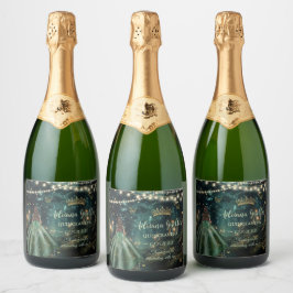 Bezauberndes Forest Emerald Green Dress Quinceañer Schaumweinetikett