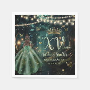 Bezauberndes Forest Emerald Green Dress Quinceañer Serviette