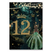 Bezauberndes Forest Emerald Green Dress Quinceañer Tischnummer (Vorderseite)