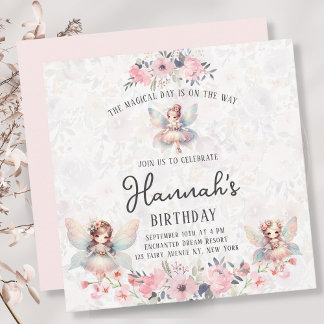 Bezauberndes Forest Fairy Blumengarten Girl Birthd Einladung