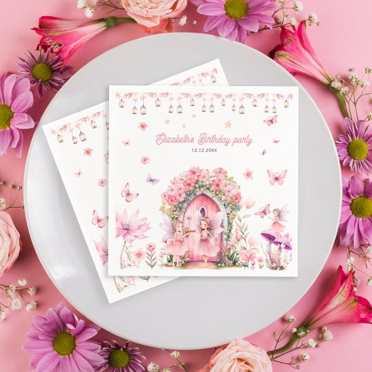 Bezauberndes Forest Fairy Blumengarten Napkins Serviette