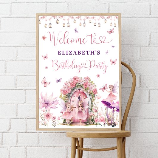 Bezauberndes Forest Fairy Floral Girl Willkommen Poster