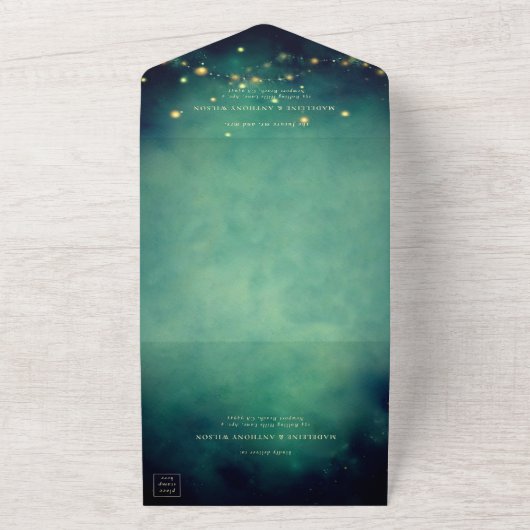 Bezauberndes Forest Fairytale Greenery Gold Weddin All In One Einladung (Außenbereich)