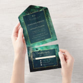 Bezauberndes Forest Fairytale Greenery Gold Weddin All In One Einladung (Abreißen)