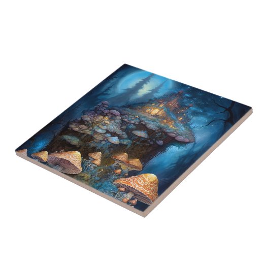 Bezauberndes Forest Mushrooms Burg Fantastische Ku Fliese (Seite)