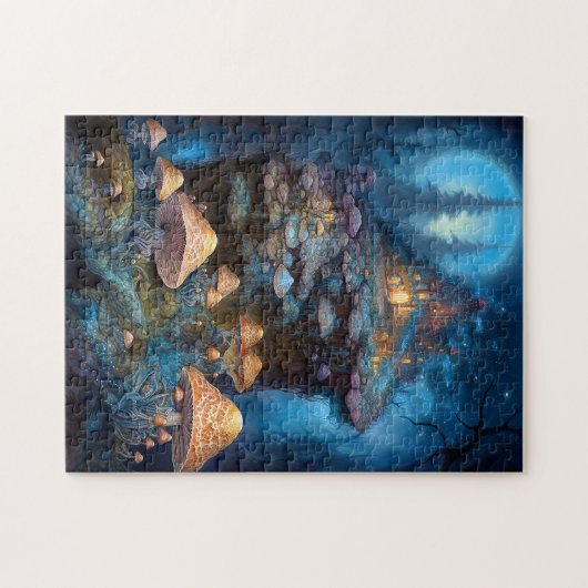 Bezauberndes Forest Mushrooms Burg Fantastische Ku Puzzle (Horizontal)