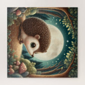 Bezauberndes Forest Night Igel Mondlicht Heiligtum Puzzle (Horizontal)