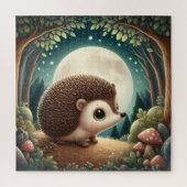 Bezauberndes Forest Night Igel Mondlicht Heiligtum Puzzle (Vertikal)