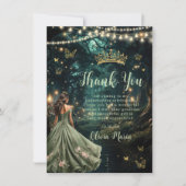 Bezauberndes Forest Sage Green Dress Quinceañera Dankeskarte (Vorderseite)