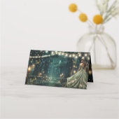 Bezauberndes Forest Sage Green Dress Quinceañera Platzkarte (Rückseite)