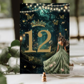 Bezauberndes Forest Sage Green Dress Quinceañera Tischnummer