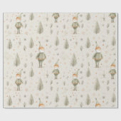 Bezauberndes Forest Santa Claus Wasserfarbe Weihna Geschenkpapier (Flach)