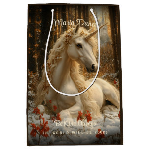 Bezauberndes Forest Unicorn Burg Fairytale Mittlere Geschenktüte