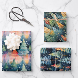 Bezauberndes Forest Watercolor Art Print Design Geschenkpapier Set