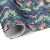 Bezauberndes Forest Weihnachtsmuster mit 3D Aurora Geschenkpapier (Rolleneckpunkt)