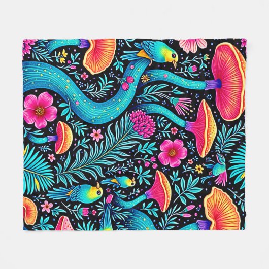 Bezauberndes Forest Whimsical Dream Design Fleecedecke (Vorderseite (Horizontal))