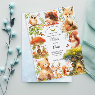 Bezauberndes Forest Wild One Boy Einladung zum Geb