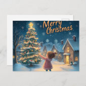 Bezauberndes "Frohe Weihnachten" Dorf Postcard Postkarte (Vorne/Hinten)