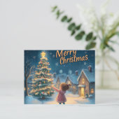 Bezauberndes "Frohe Weihnachten" Dorf Postcard Postkarte (Stehend Vorderseite)