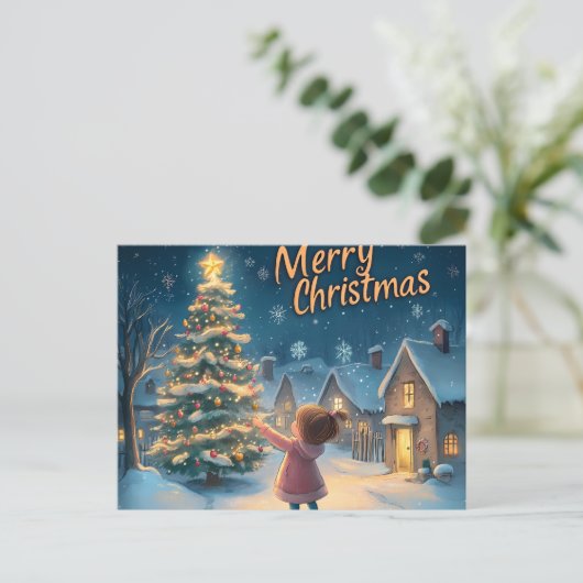 Bezauberndes "Frohe Weihnachten" Dorf Postcard Postkarte (Stehend Vorderseite)