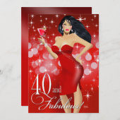 Bezauberndes funkelnd Rot des Geburtstages | der Einladung (Vorne/Hinten)