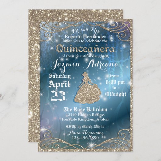 Bezauberndes Garden Quinceanera Party Einladung (Vorne/Hinten)