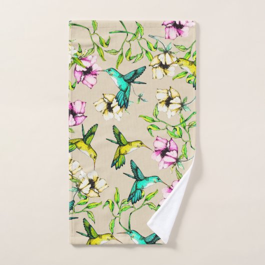 Bezauberndes Gartenwasser Wasserfarbe Hummingvögel Badhandtuch Set (Handtuch)