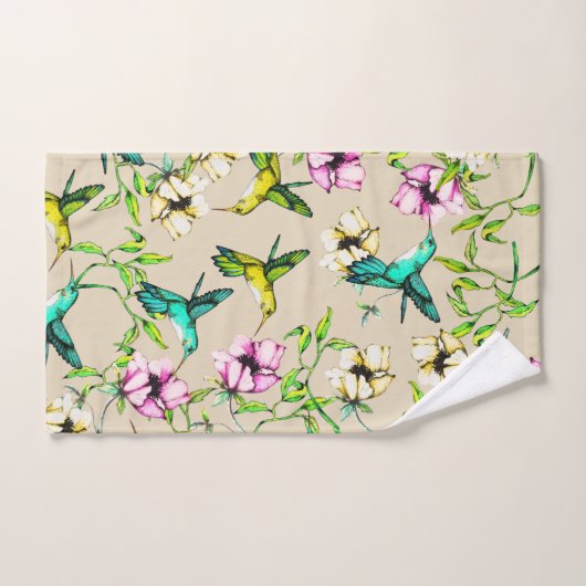 Bezauberndes Gartenwasser Wasserfarbe Hummingvögel Badhandtuch Set (Handtuch)