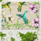 Bezauberndes Gartenwasser Wasserfarbe Hummingvögel Geschirrtuch (Gefaltet)