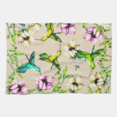 Bezauberndes Gartenwasser Wasserfarbe Hummingvögel Geschirrtuch (Horizontal)