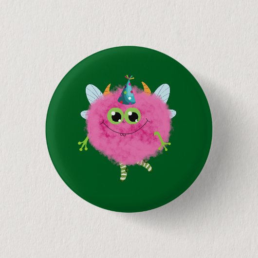 Bezauberndes Geburtstagsmonster Button (Vorderseite)