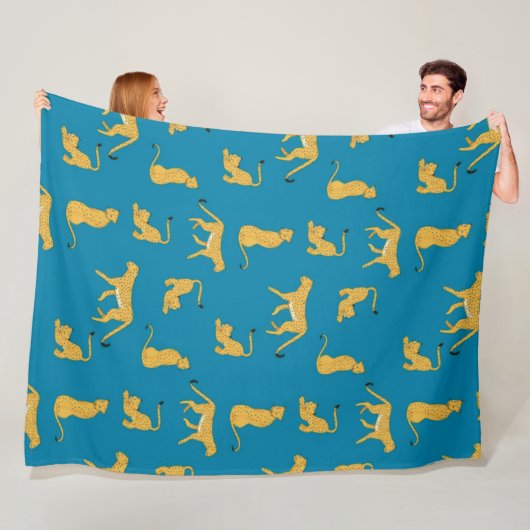 Bezauberndes Gepard-Tigermuster blaue Fleecedecke (Beispiel)