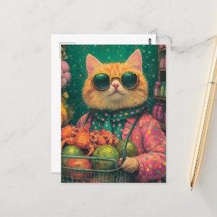 Bezauberndes Ginger Cat Lebensmittelgeschäft Postkarte