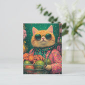 Bezauberndes Ginger Cat Lebensmittelgeschäft Postkarte (Stehend Vorderseite)