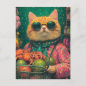 Bezauberndes Ginger Cat Lebensmittelgeschäft Postkarte (Vorderseite)