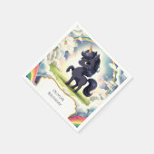 Bezauberndes glückliches Schwarzes Einhorn zum Geb Serviette (Ecke)