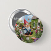 Bezauberndes Gnome mit Wasserkocher Button (Vorne & Hinten)