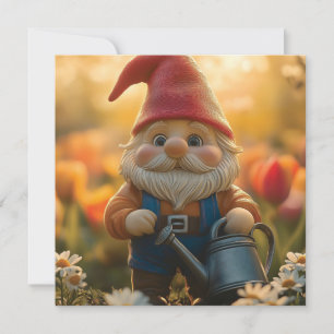 Bezauberndes Gnome mit Wasserkocher Feiertagskarte