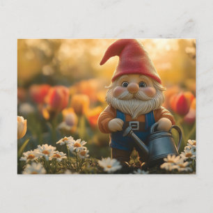 Bezauberndes Gnome mit Wasserkocher Feiertagspostkarte