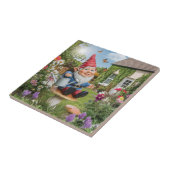 Bezauberndes Gnome mit Wasserkocher Fliese (Seite)