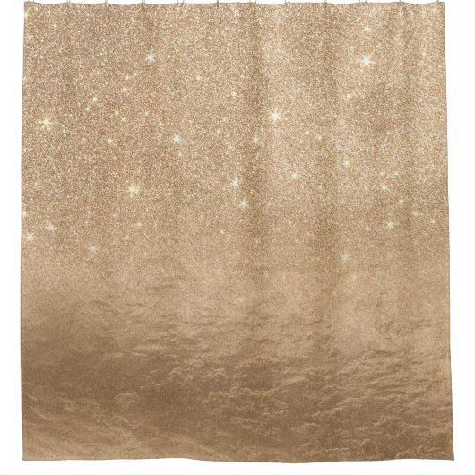 Bezauberndes Goldfunkelnd Glitzer-Folie Ombre Duschvorhang (Vorderseite)