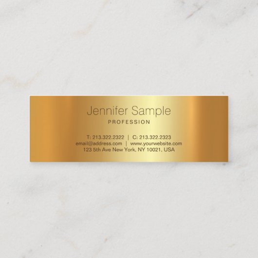 Bezauberndes Goldmodernes hoch entwickeltes Neigen Mini Visitenkarte (Rückseite)