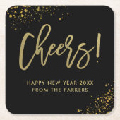 Bezauberndes Goldskript auf Silvester-Party des Rechteckiger Pappuntersetzer (Vorderseite)