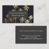 Bezauberndes Goldtropische Palmen auf Schwarzem Visitenkarte (Vorne/Hinten)