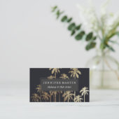 Bezauberndes Goldtropische Palmen auf Schwarzem Visitenkarte (Stehend Vorderseite)