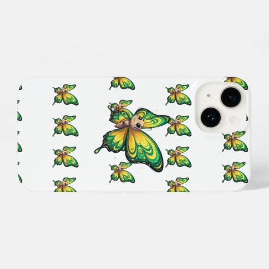 Bezauberndes Green & Yellow Butterfly Phone Case iPhone Hülle (Rückseite (Horizontal))
